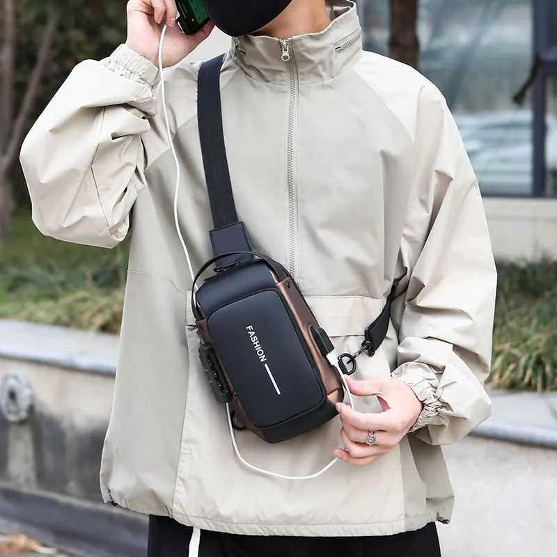 Sac poitrine homme antivol avec serrure – Sac bandoulière compact et tendance