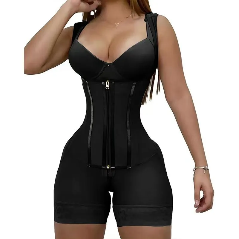 Combinaison gainante femme – Body sculptant taille haute avec fermeture zippée