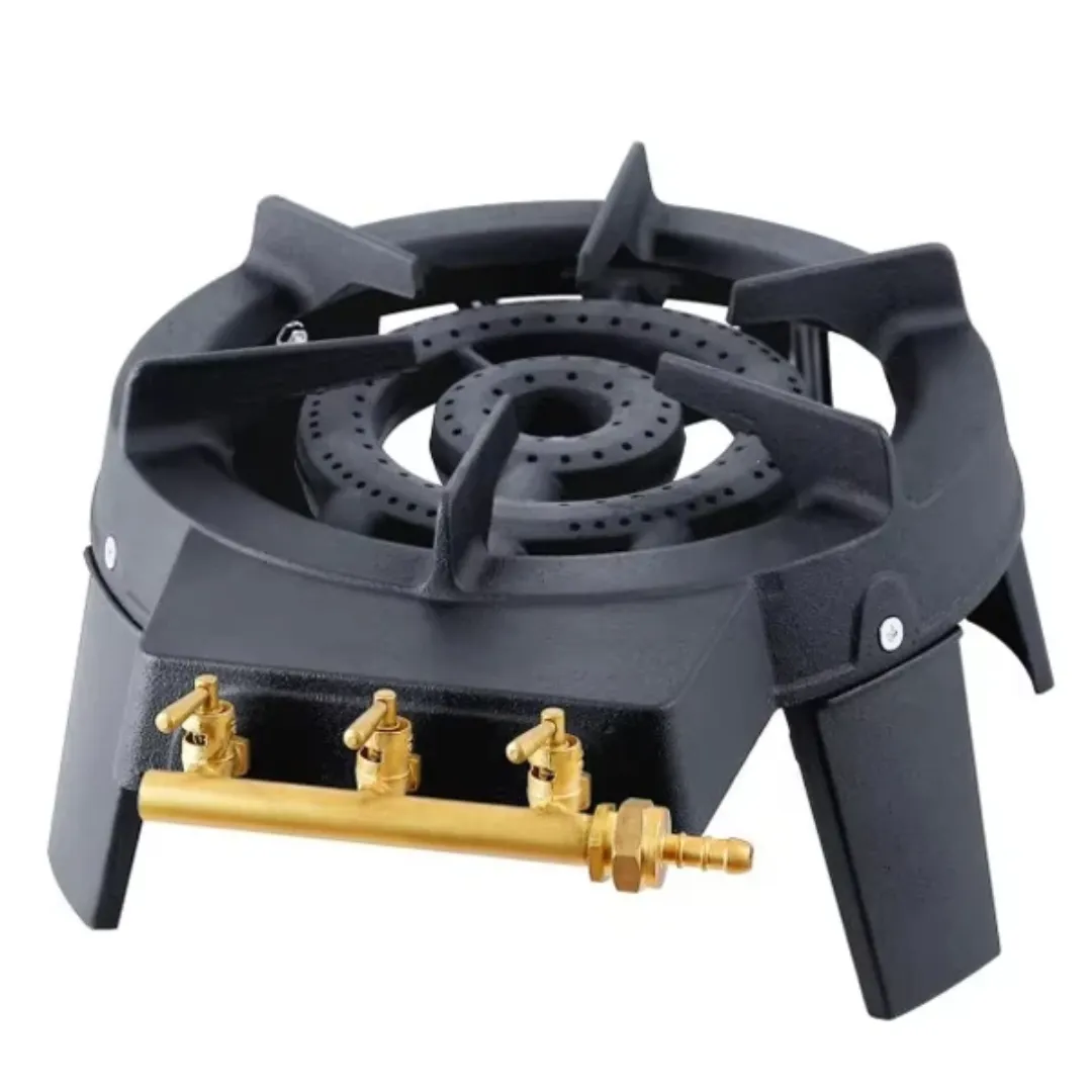 Brûleur à Gaz Rond en Fonte  -  Finition Noire - Haute Résistance - Idéal Camping et Restauration