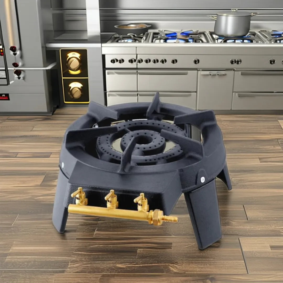 Brûleur à Gaz Rond en Fonte  -  Finition Noire - Haute Résistance - Idéal Camping et Restauration