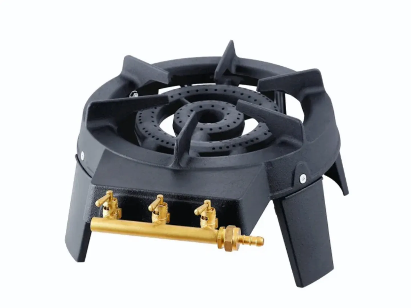 Brûleur à Gaz Rond en Fonte  -  Finition Noire - Haute Résistance - Idéal Camping et Restauration