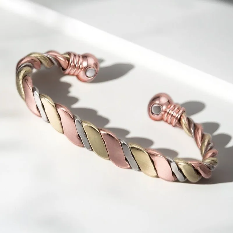 Bracelet énergétique ouvert tricolore effet rose gold – modèle A sélectionné
