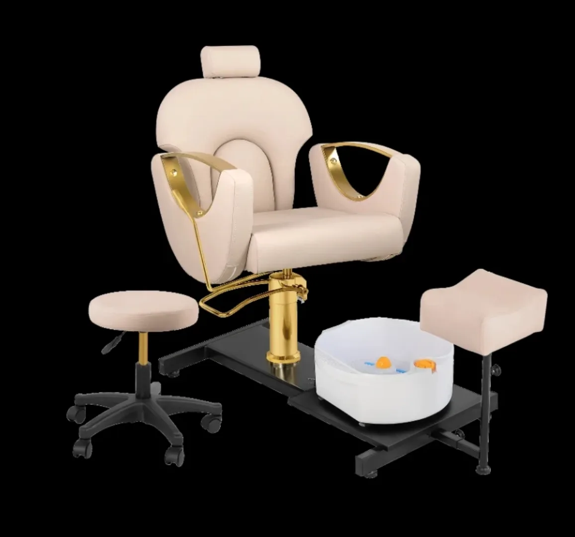 Station de Pédicure Spa de Luxe pour Salon - Fauteuil de Massage Multifonctionnel avec Repose-Pieds