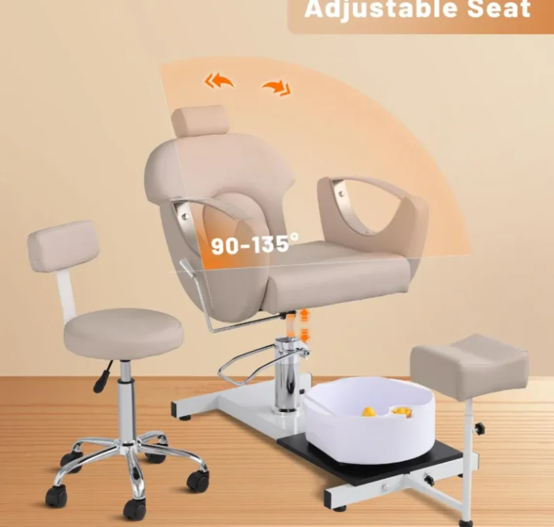 Station de Pédicure Spa de Luxe pour Salon - Fauteuil de Massage Multifonctionnel avec Repose-Pieds