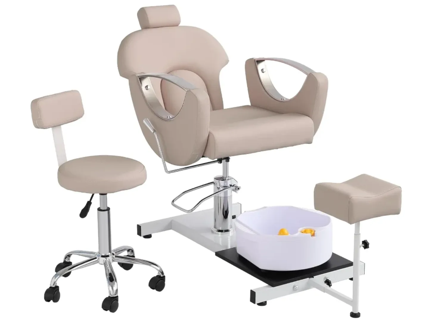 Station de Pédicure Spa de Luxe pour Salon - Fauteuil de Massage Multifonctionnel avec Repose-Pieds