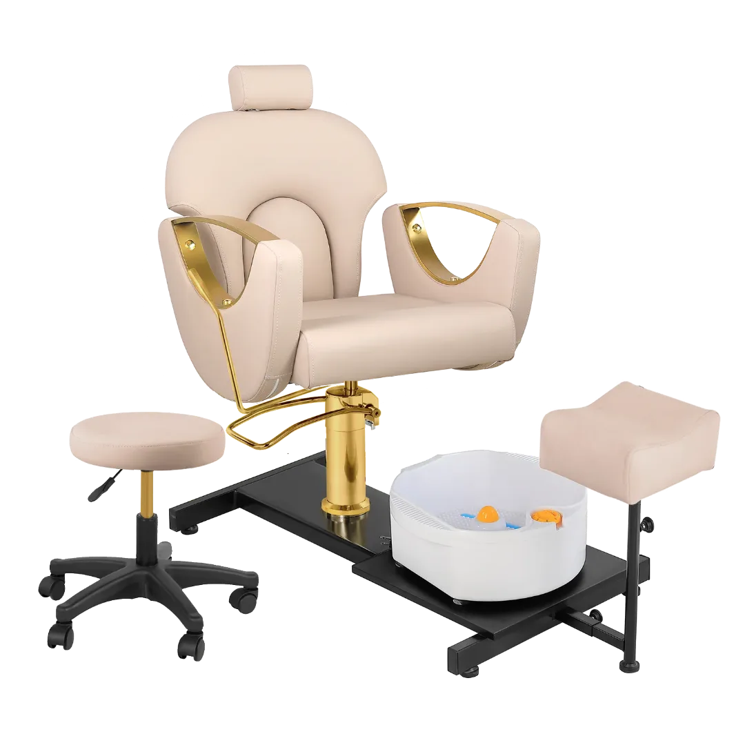 Station de Pédicure Spa de Luxe pour Salon - Fauteuil de Massage Multifonctionnel avec Repose-Pieds