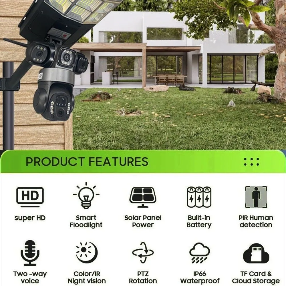 Lampadaire solaire connecté V380 Pro avec caméras de surveillance WiFi/4G