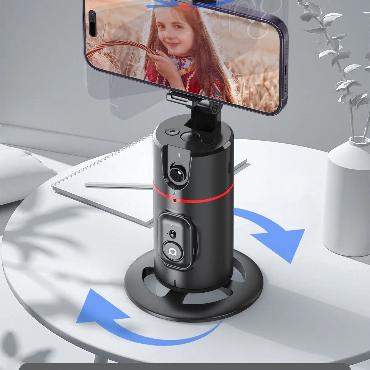 Support Smartphone 360° Intelligent avec Suivi Automatique et Rotation Cloud