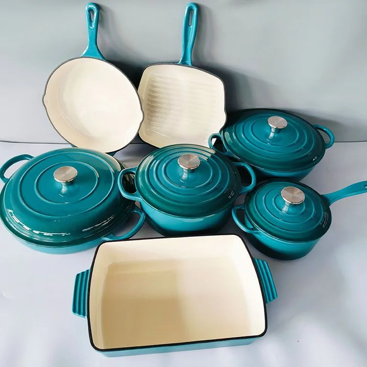 Ensemble de casseroles en fonte émaillée 7 pièces