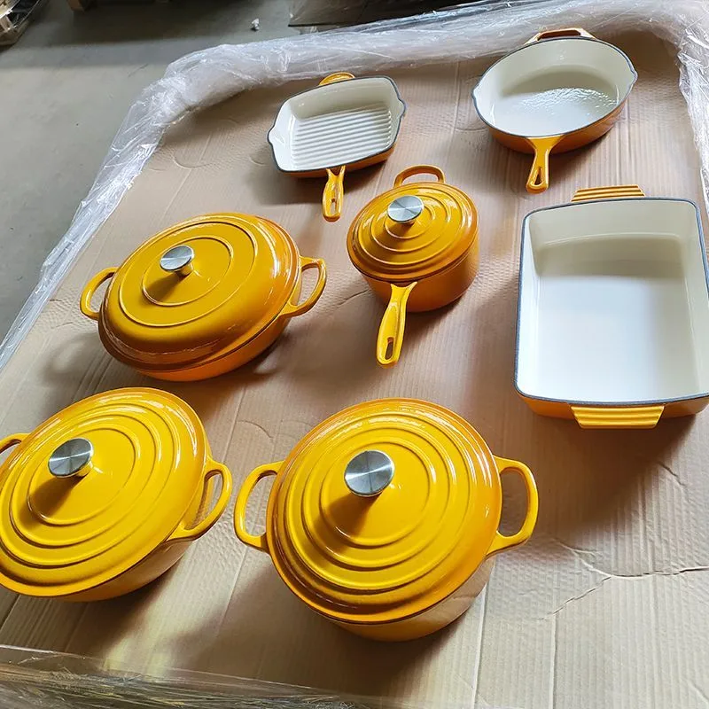 Ensemble de casseroles en fonte émaillée 7 pièces