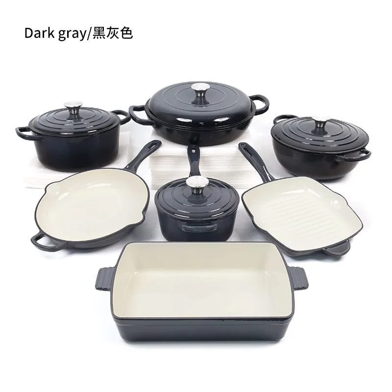 Ensemble de casseroles en fonte émaillée 7 pièces
