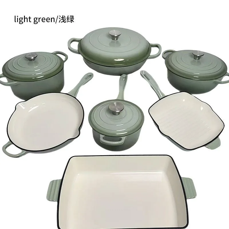 Ensemble de casseroles en fonte émaillée 7 pièces