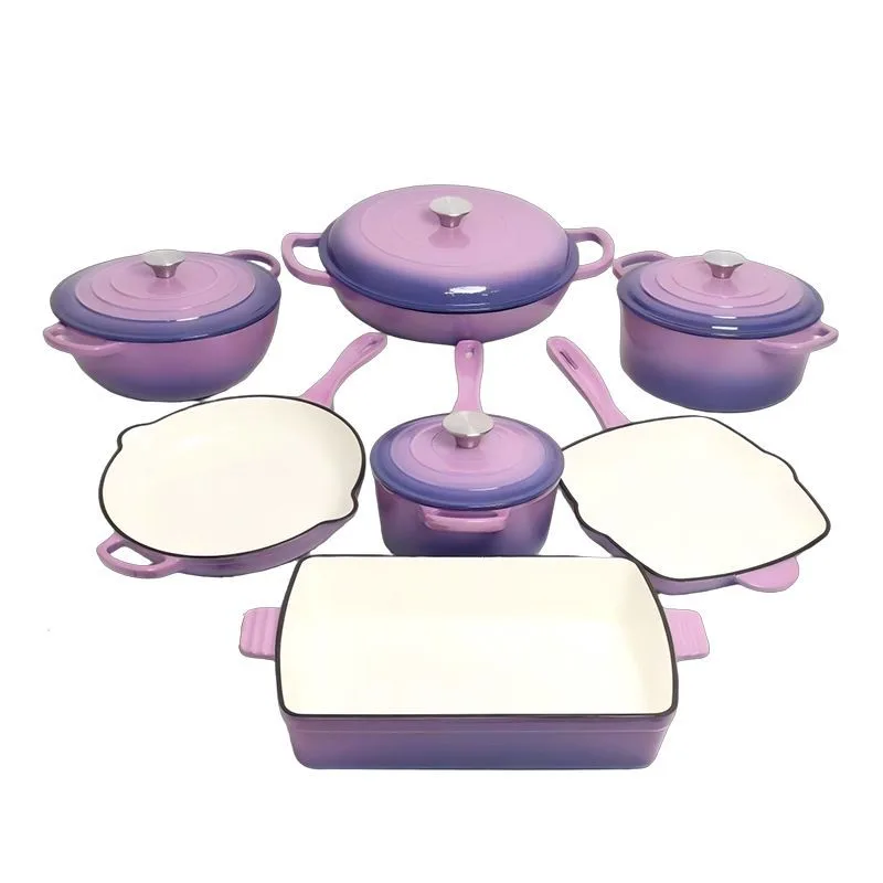 Ensemble de casseroles en fonte émaillée 7 pièces