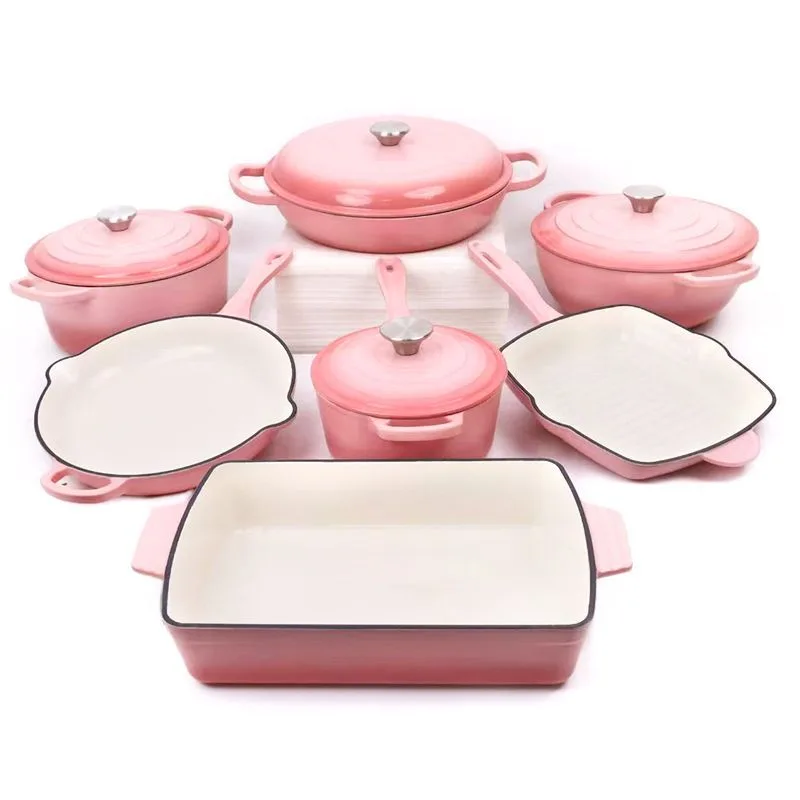 Ensemble de casseroles en fonte émaillée 7 pièces
